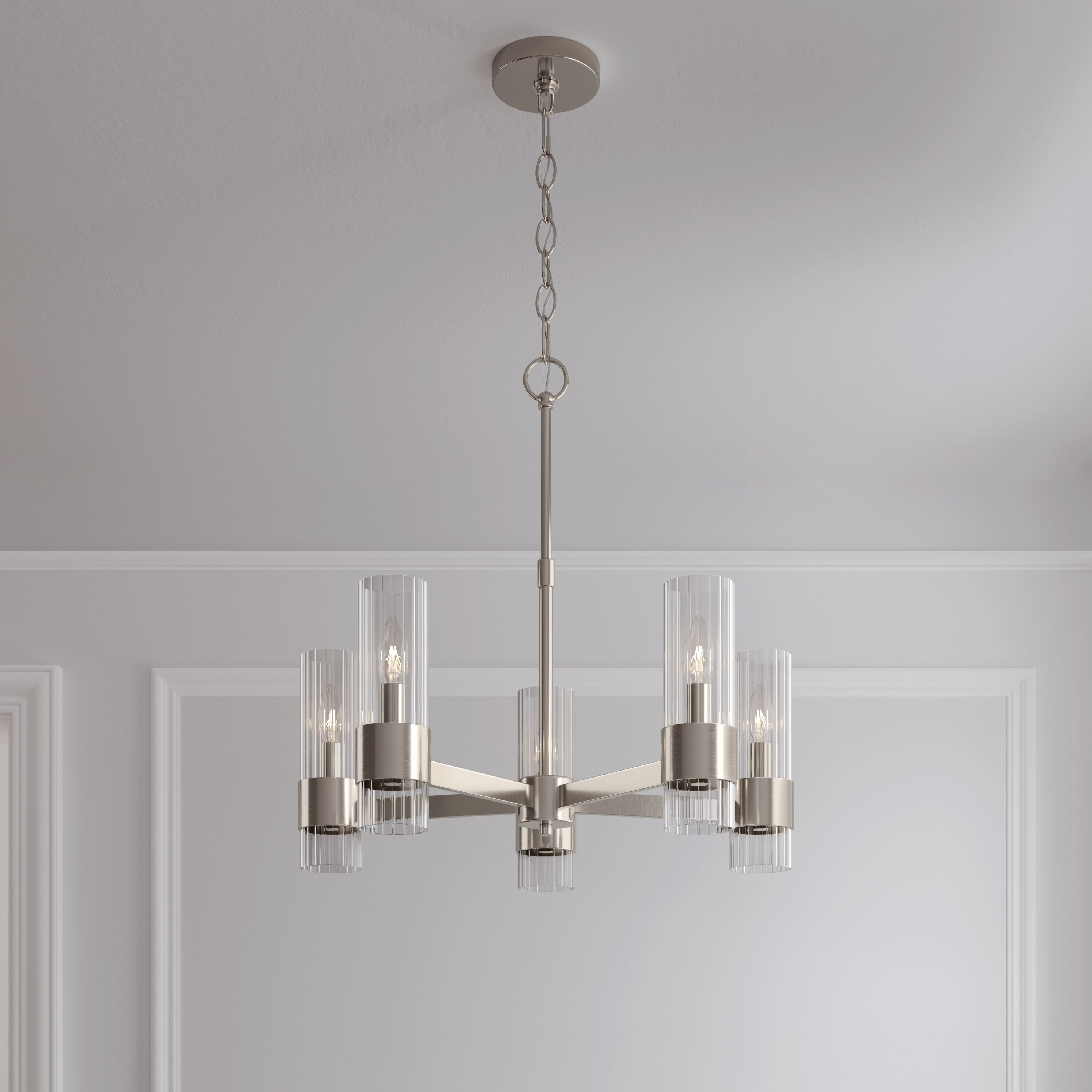 Caberton 5 Light 22 inch Brushed Nickel Chandelier Ceiling Light